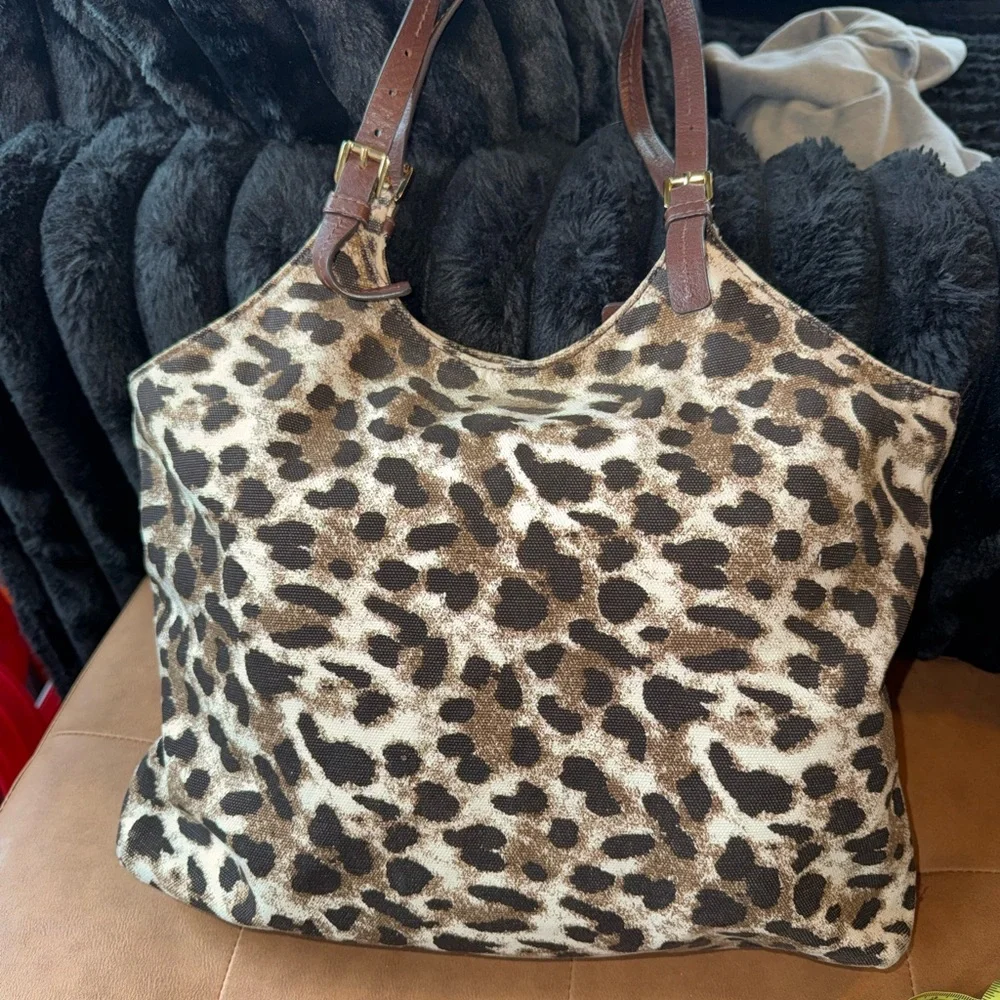 Michael Kors Leopard Print Tote with Brown Straps - Picture 3 of 9